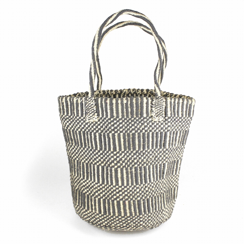 アクリルxサイザルバッグ共手10x12 チェッカースタンディング グレー