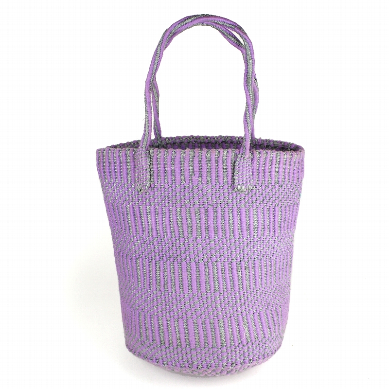 アクリルxサイザルバッグ共手10x12 チェッカースタンディング ラベンダーxグレー