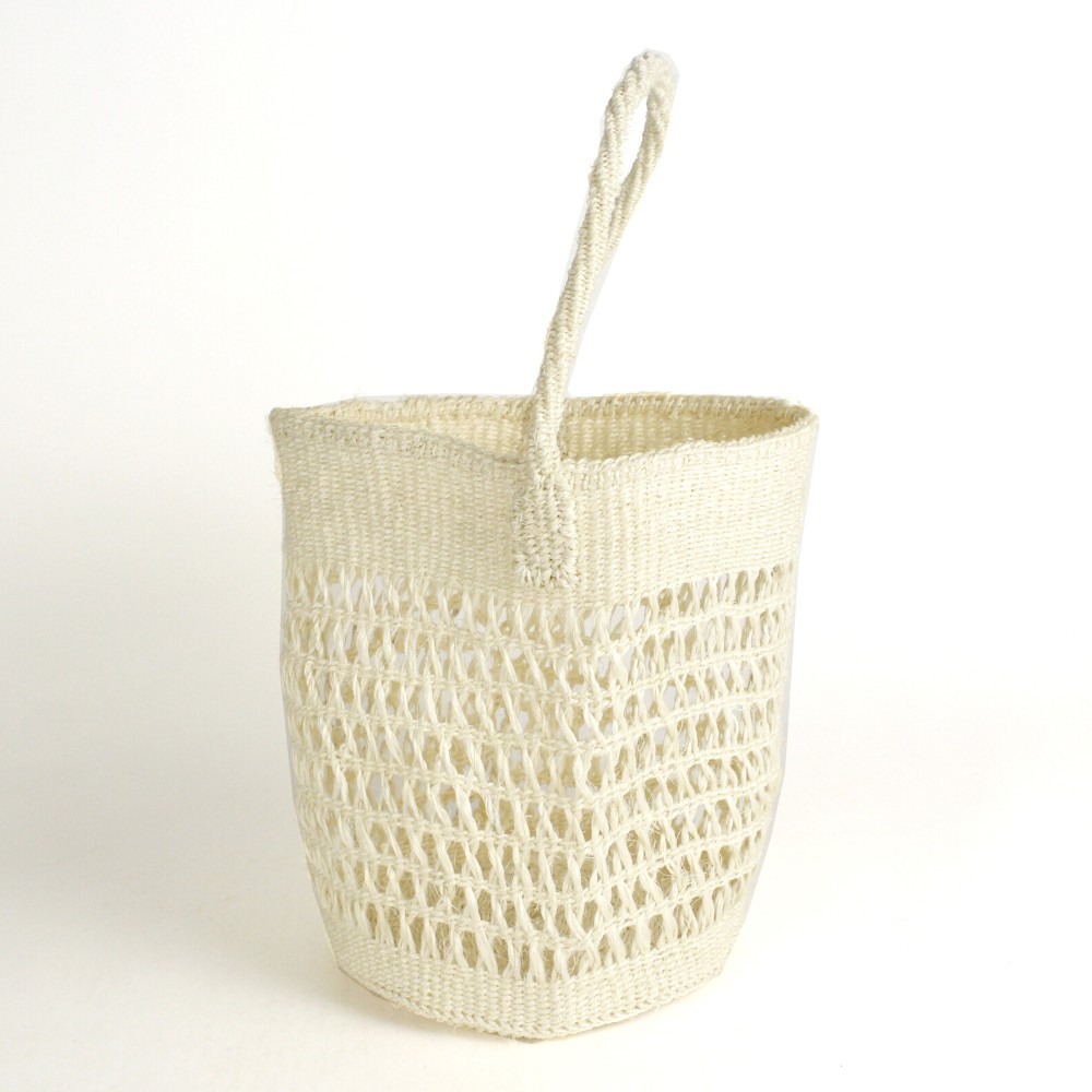 サイザル透かし編みバッグ8x10 ワンハンドル 生成