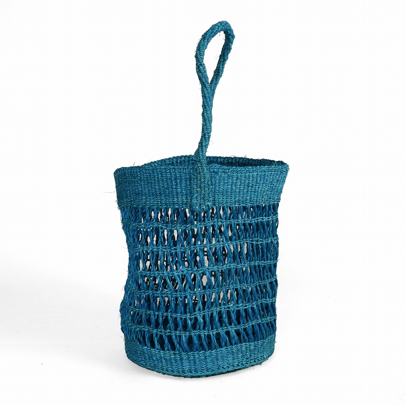 サイザル透かし編みバッグ8x10 ワンハンドル ターコイズ