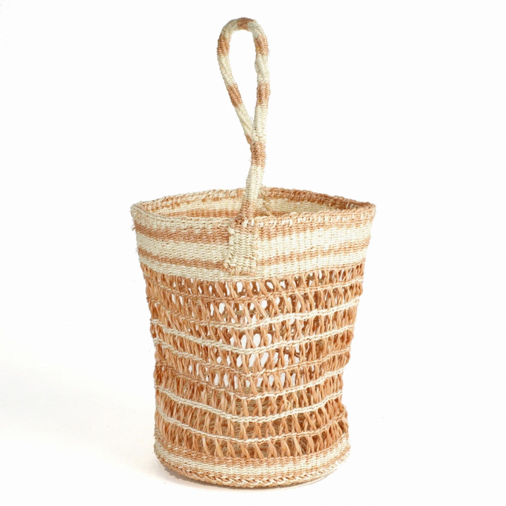 サイザルタイダイ透かし編みバッグ8x10 ワンハンドル 生成サーモンピンク 23SS一点物 @5800→4640円