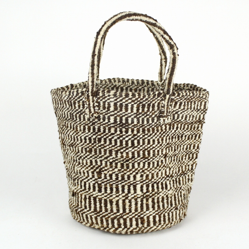 羊毛サイザルバッグ10インチ スタンディング 生成x焦げ茶