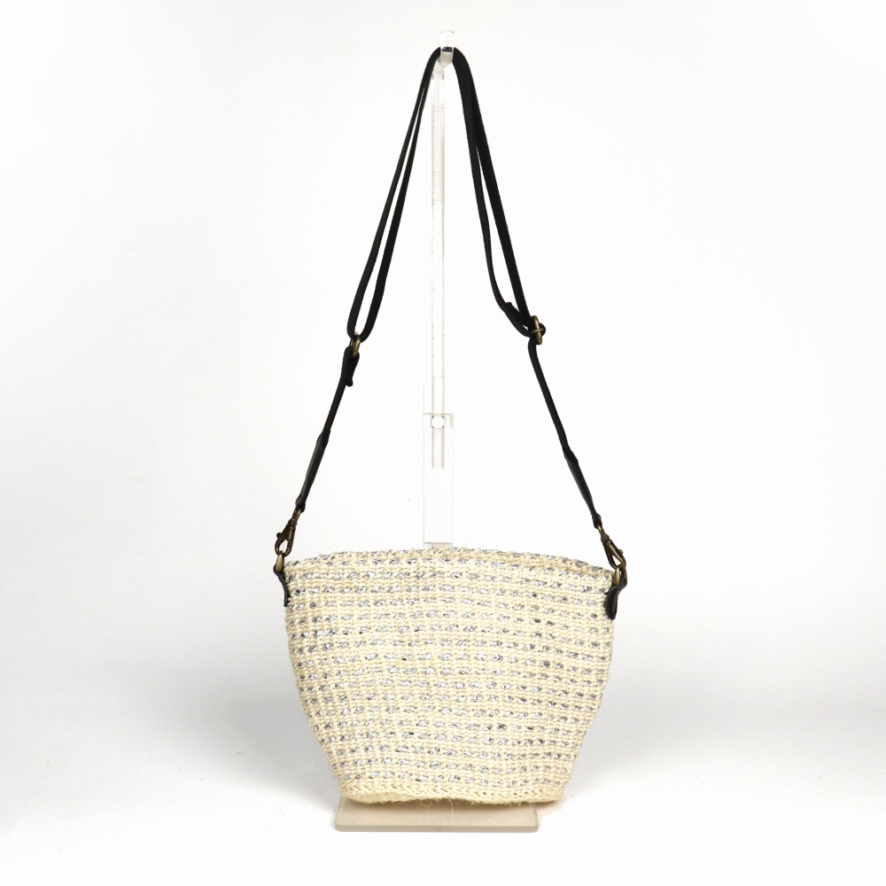 プラサイザルバッグ楕円底 ストラップ 生成xプラチナ 23SS一点物 @8000→6400円