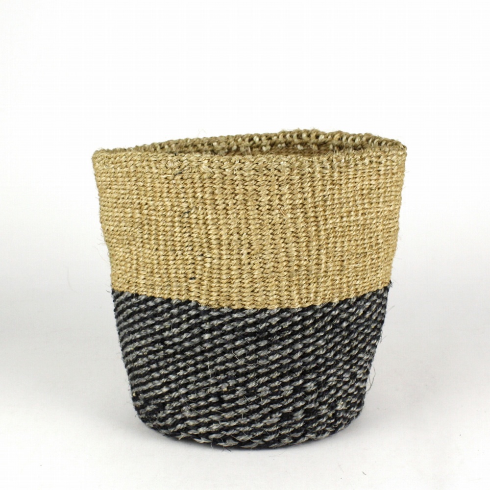 サイザルインテリアかご アイリ 中 黒グレーミックスxカーキ 23SS一点物 @4800→3840円