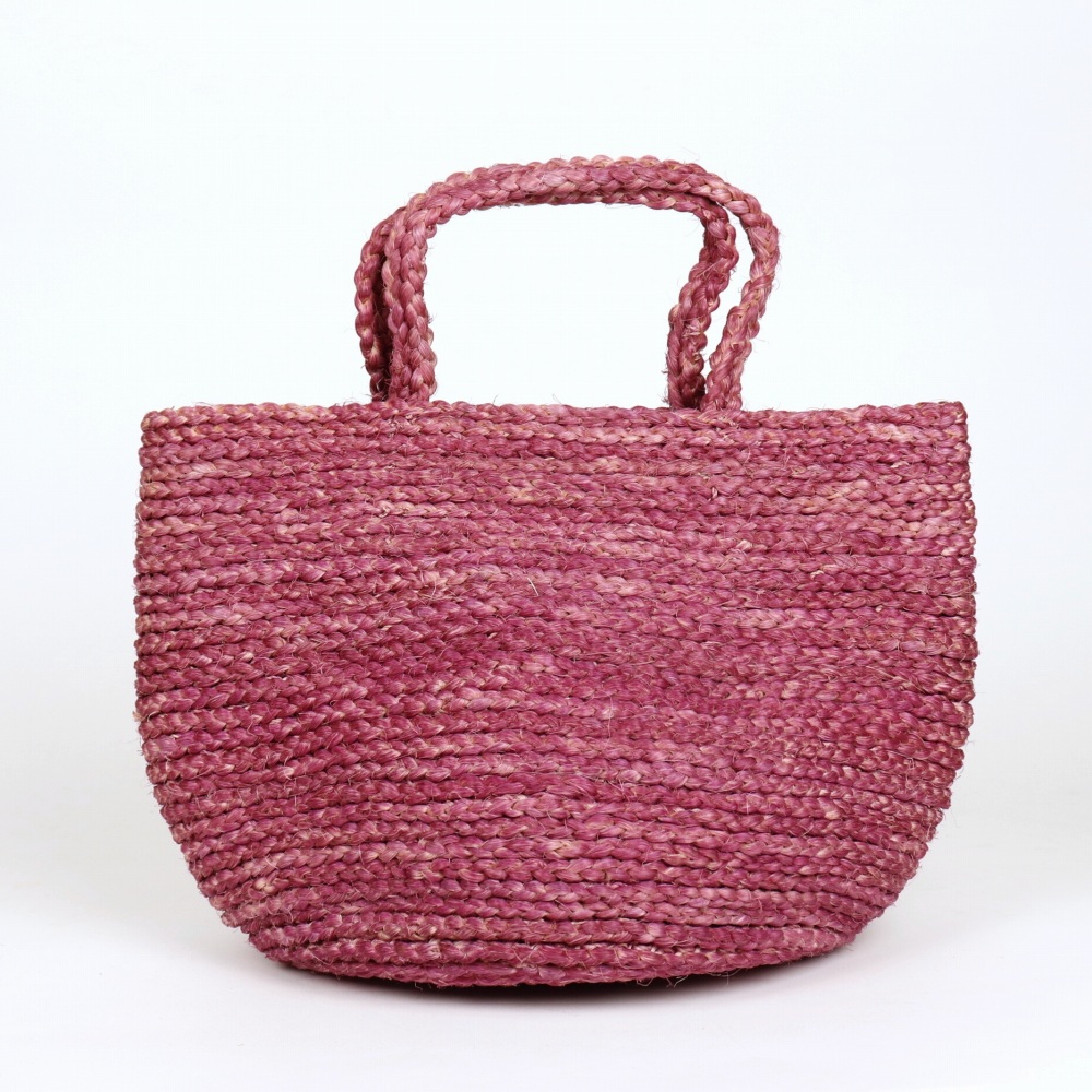 天然染ボメットサイザルバッグ8x9 ブーゲンビリアピンク 24SS一点物 @7500→6000