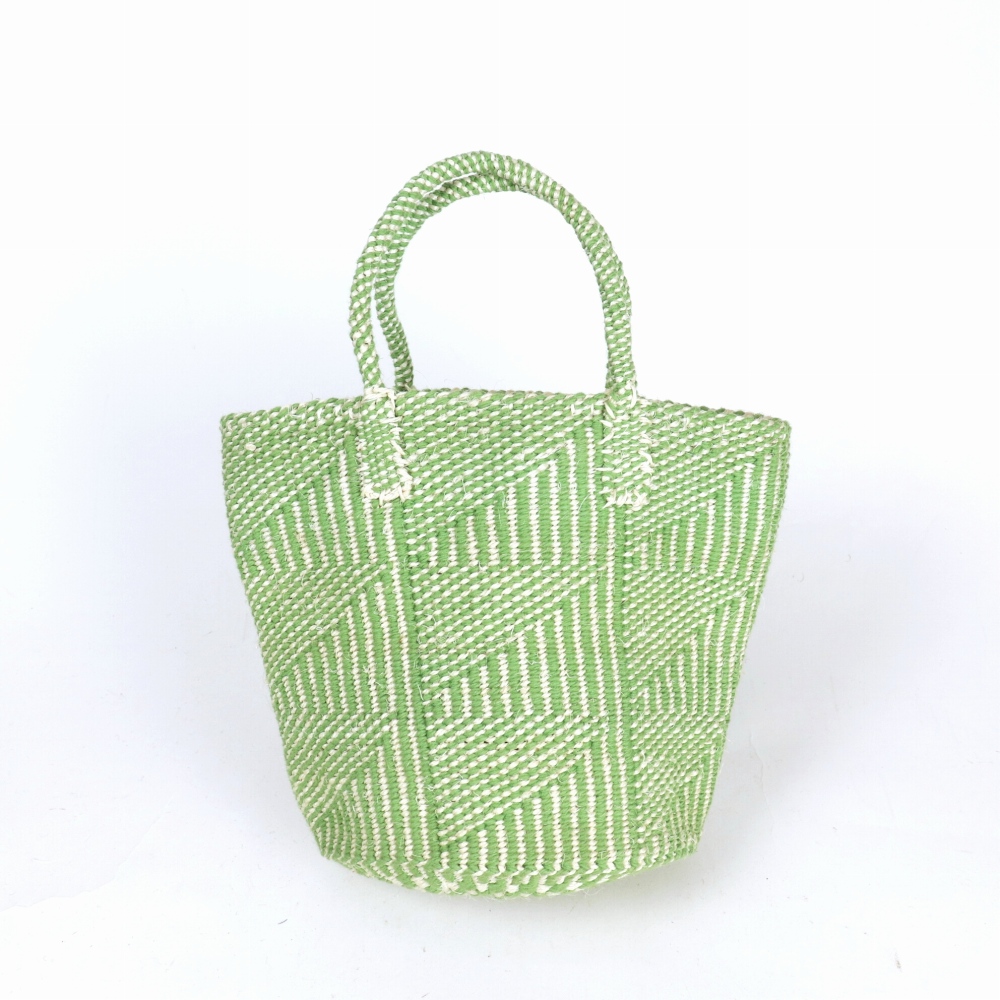 オーガニックコットンサイザルバッグ共手8x9 フラッグ グリーン