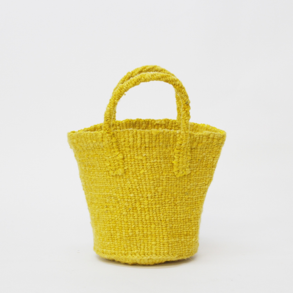 羊毛サイザルバッグ共手 ミニ 無地 黄