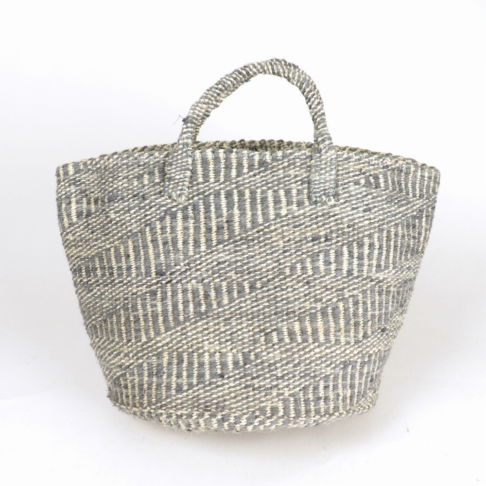 羊毛サイザルバッグ共手12x10 ハンドル短 パラレロ ダークグレー