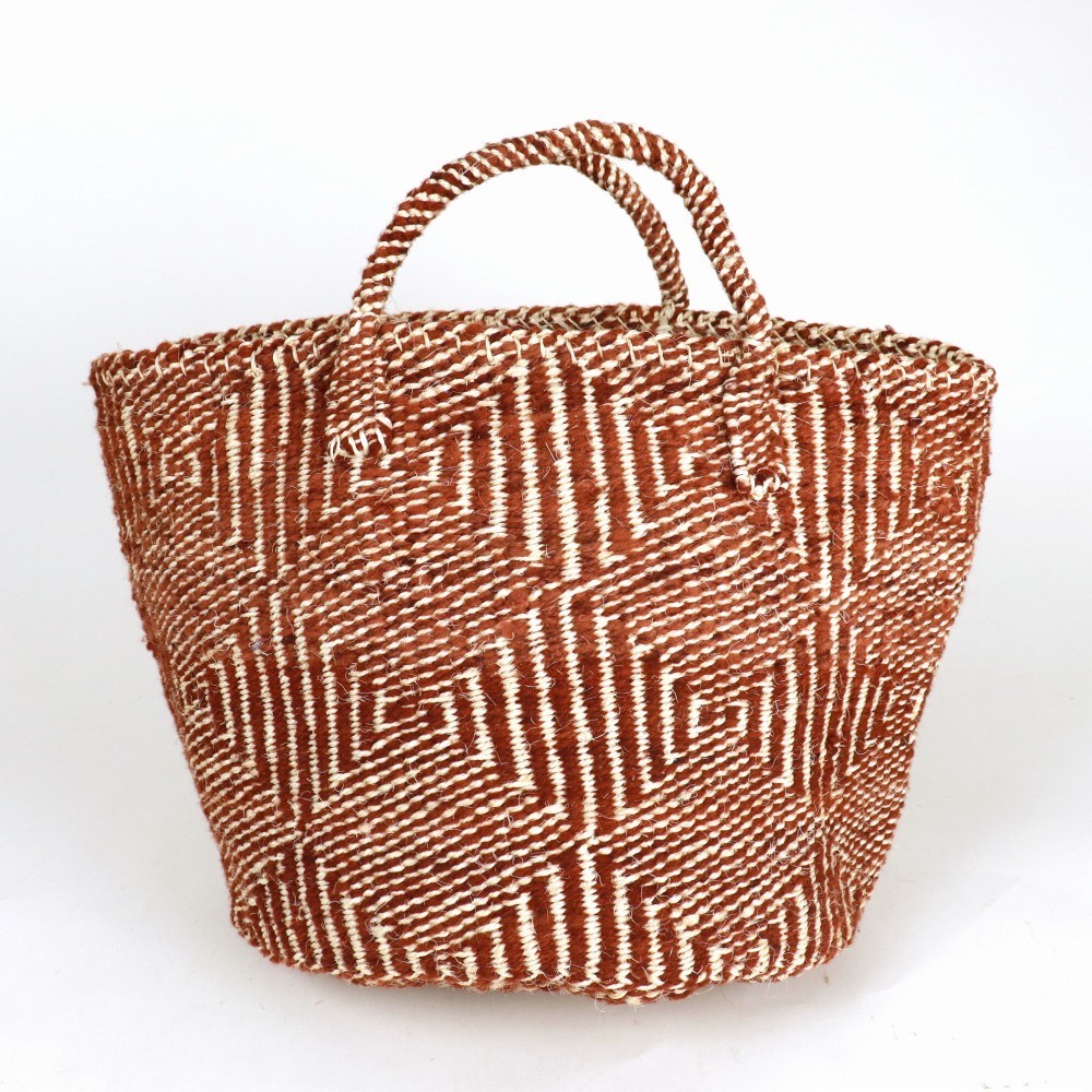 羊毛サイザルバッグ共手12x10 ハンドル短 ダイヤ 赤