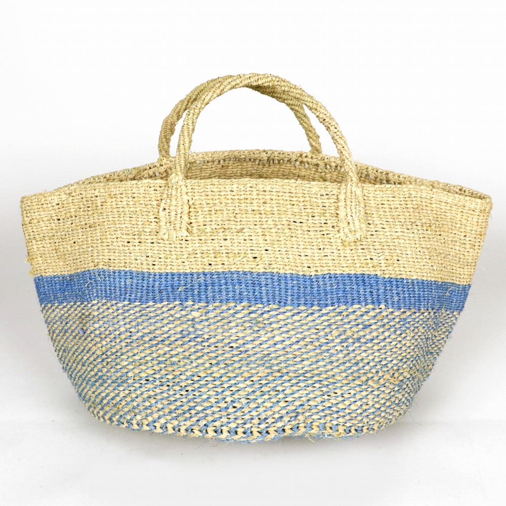 ラフィアサイザルバッグ12x8 ツートーンミックス サックス