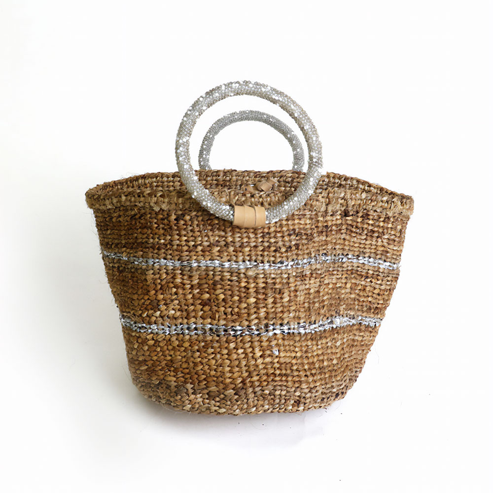 バナナバッグ8x7 ビーズリングハンドル プラライン シルバー