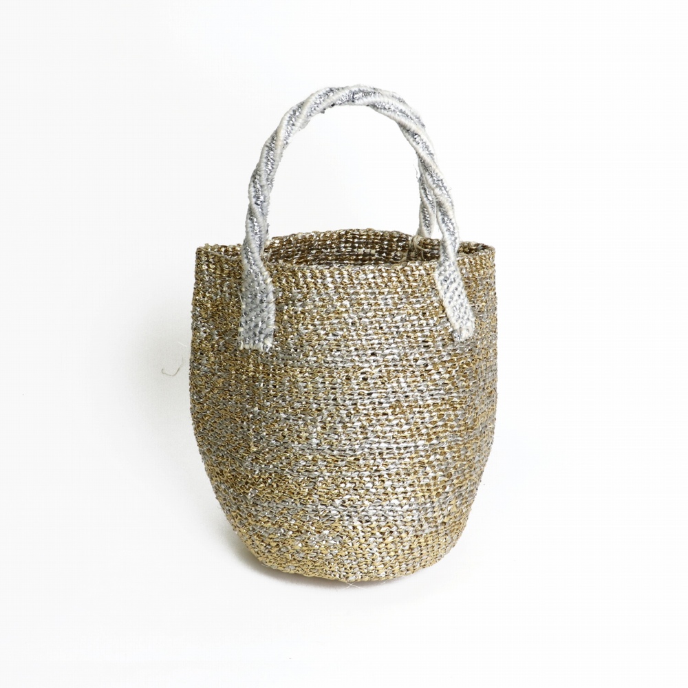 ボールシェイププラサイザルバッグ0x12 アクリルプラハンドル ゴールドxプラチナ