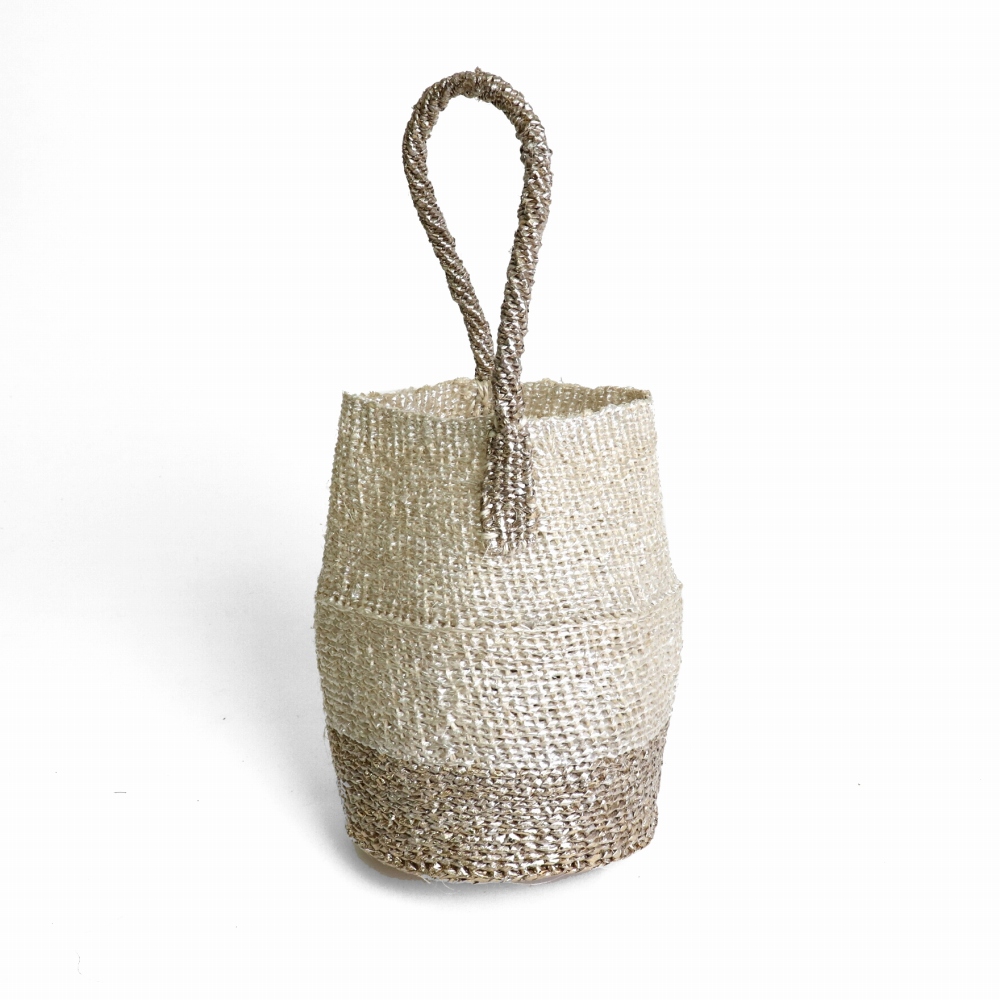 プラスチックサイザルバッグ6x8 ミルク缶 ツートーン ワンハンドル ゴールドxクリア