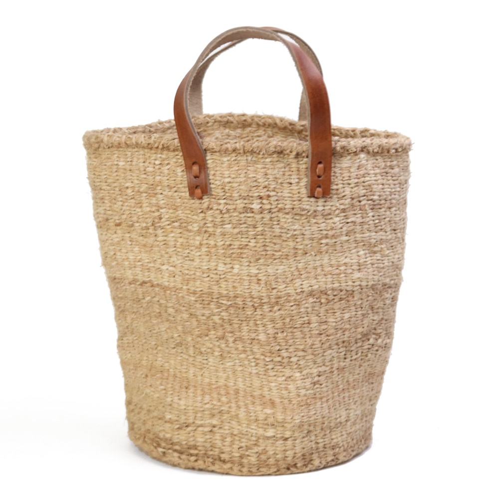 バオバブかご10x12 平革ハンドル