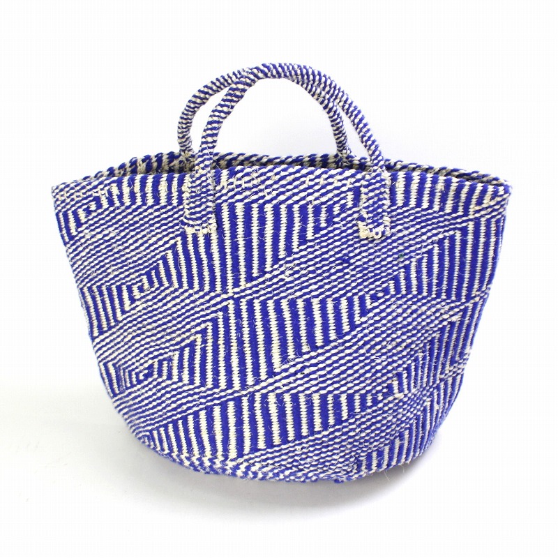 アクリルxサイザルバッグ12インチ ハンドル短 パラレロ 青