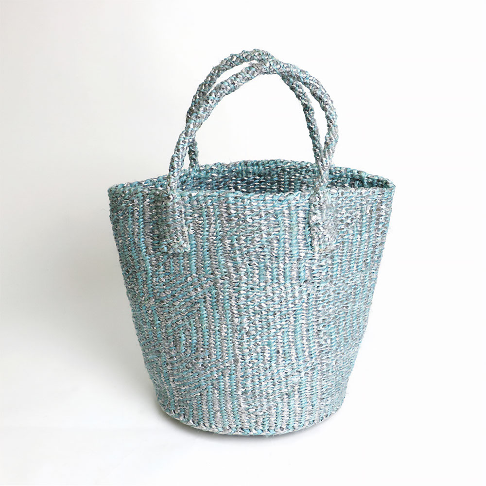 プラスチックサイザルバッグ8x9 フラッグ プラチナxミント 24SS一点物 @6000→4800