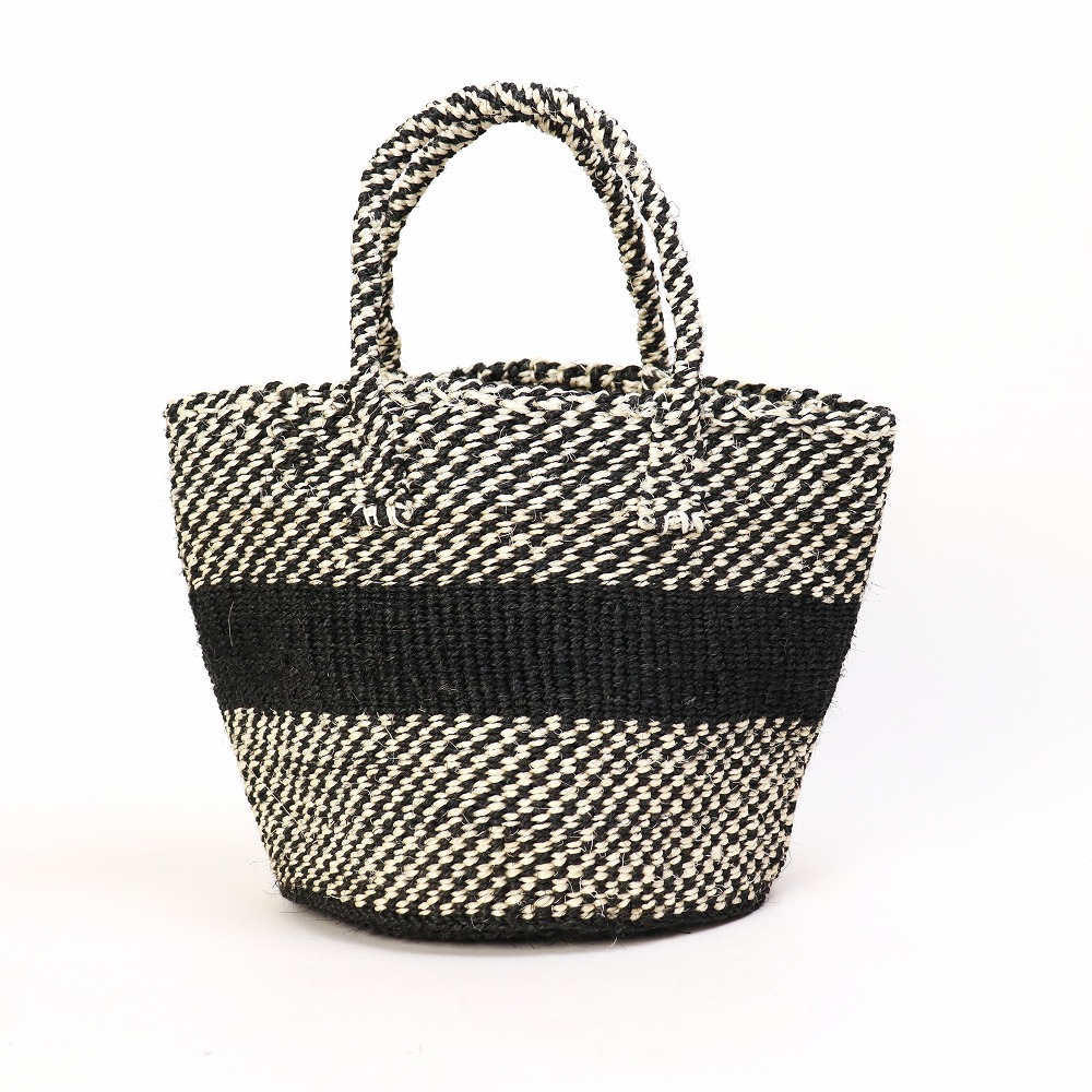 サイザルバッグ8インチ チェッカー 黒