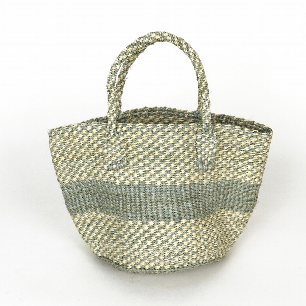 サイザルバッグ8インチ チェッカー グレー