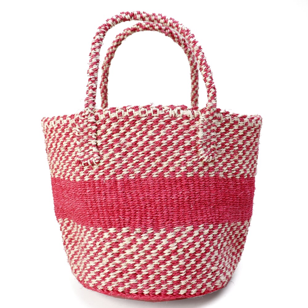 サイザルバッグ8インチ チェッカー フシア