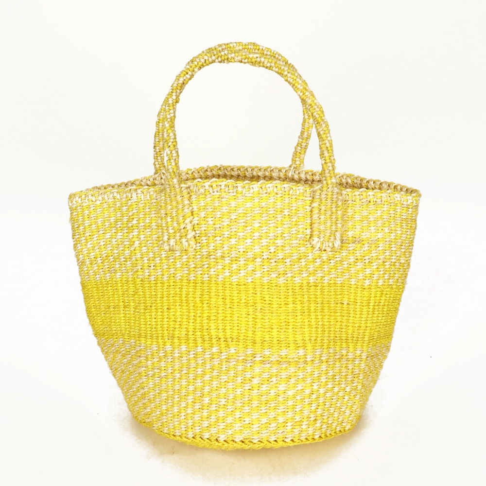 サイザルバッグ8インチ チェッカー 黄