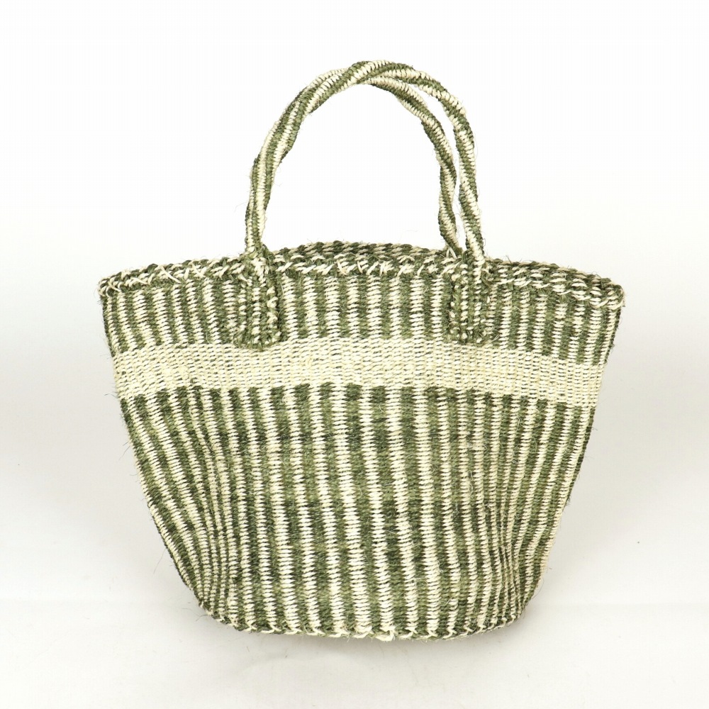 サイザルバッグ9インチ ストライプ ダークグリーン 24SS一点物 @6000→4800