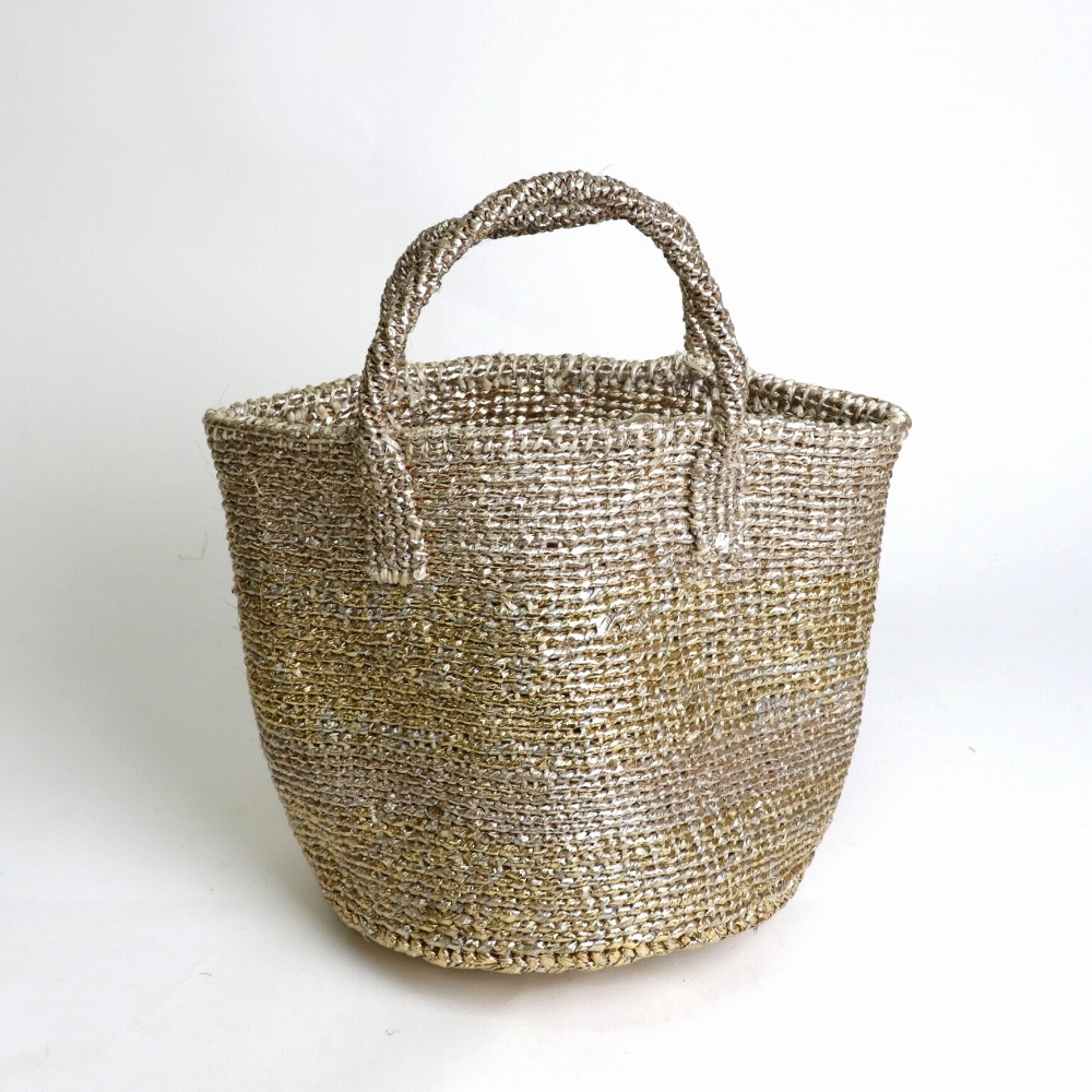 プラスチックサイザルバッグ8インチ ゴールド