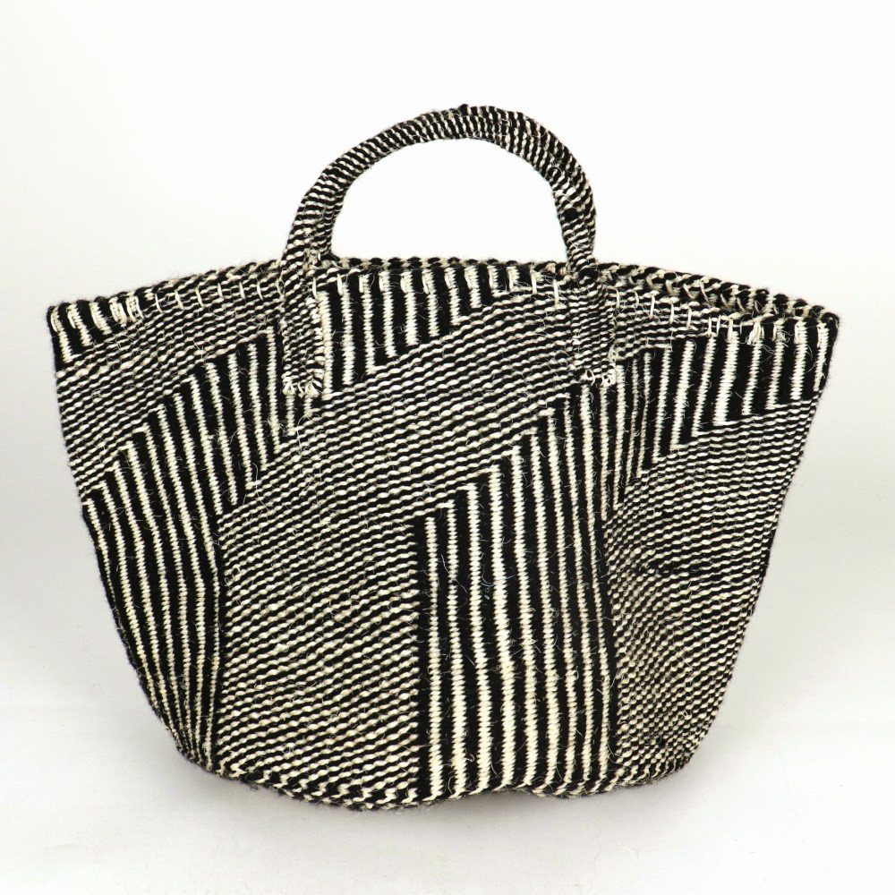 アクリルxサイザルバッグ12インチ ハンドル短 カスケード 黒