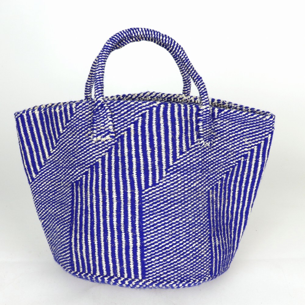 アクリルxサイザルバッグ12インチ ハンドル短 カスケード 青