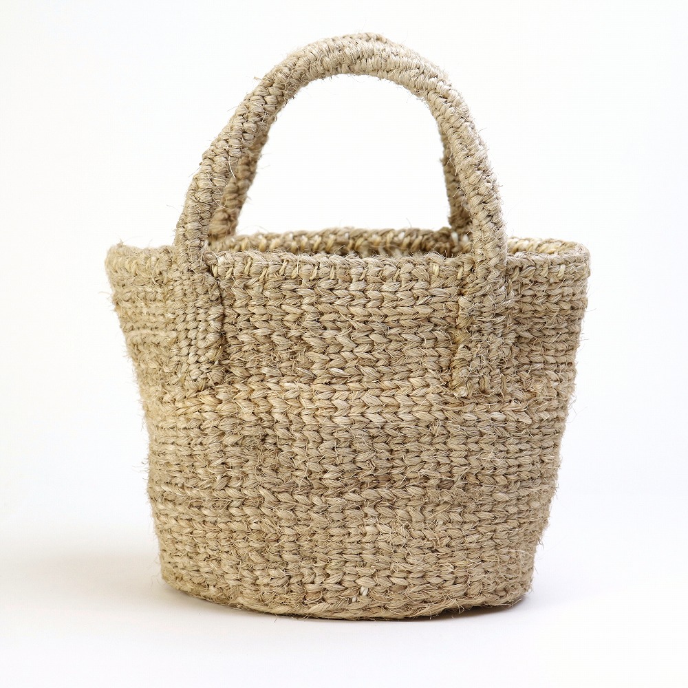 タイタバスケット 細編み白バナナバッグ 楕円底 小