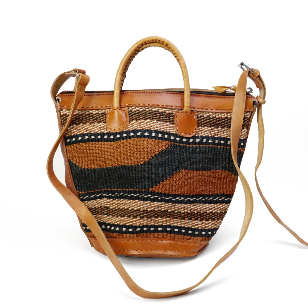 サイザルバッグ9インチ 伝統柄 革底