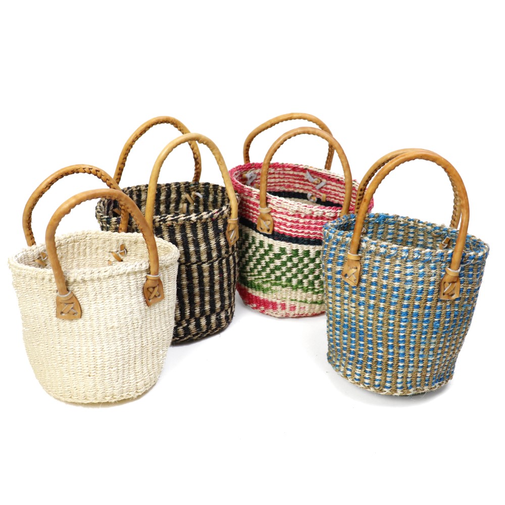 サイザルバッグ6インチ 丸革ハンドル