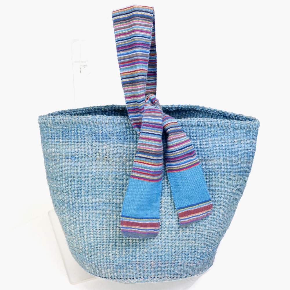 サイザルバッグ共手9インチ キコイワンハンドル サックス