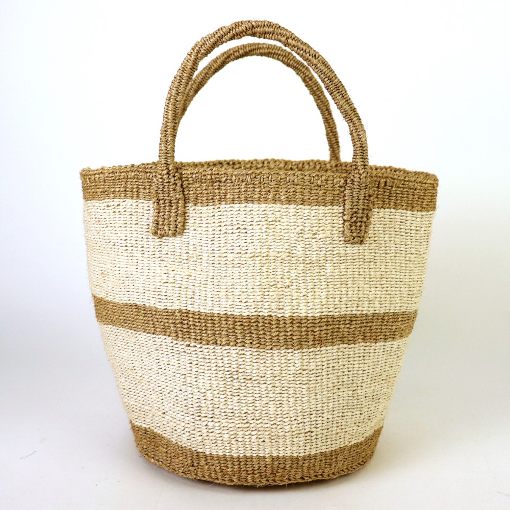 サイザルバッグ共手9x10 バイカラーセンター カーキx生成