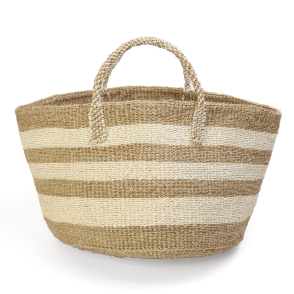 サイザルバッグ12x8 イーブンボーダー 生成xカーキ