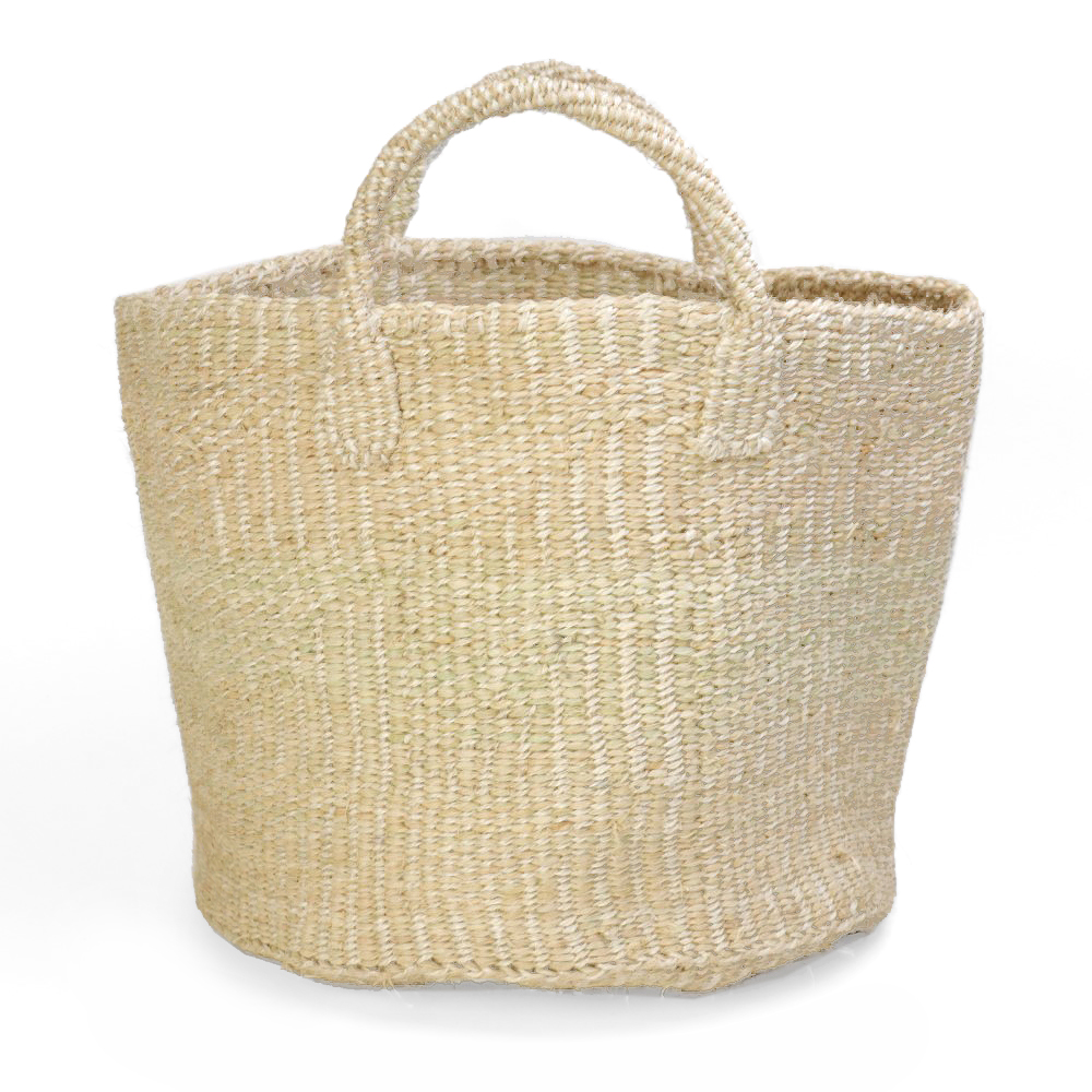 ラフィアサイザルバッグ共手12x10 ハンドル短 フラッグ 生成