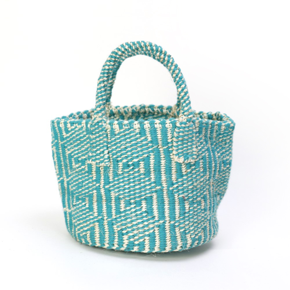 アクリルサイザルバッグ共手7x6 ダイヤ ミントx生成