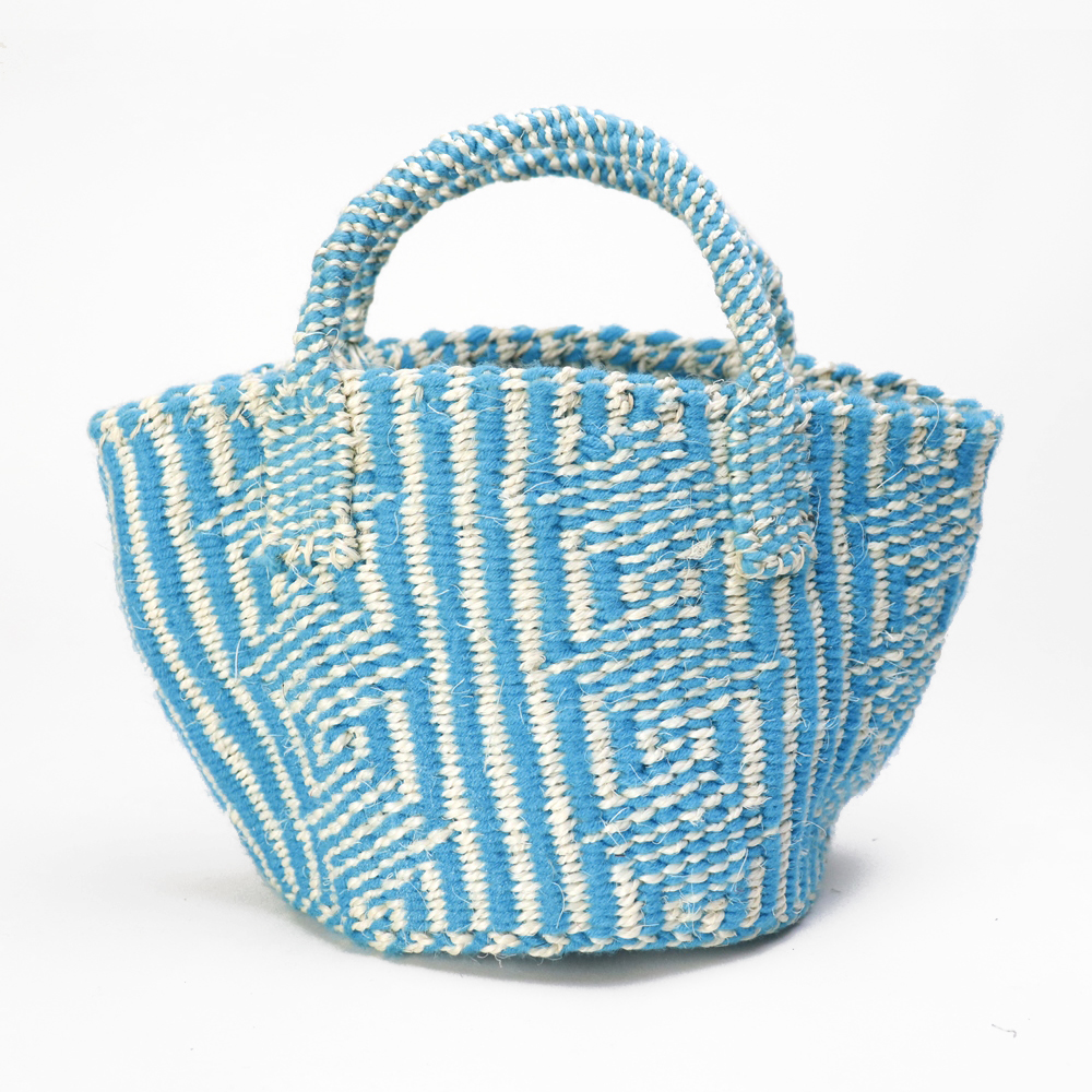 アクリルサイザルバッグ共手7x6 ダイヤ ターコイズx生成