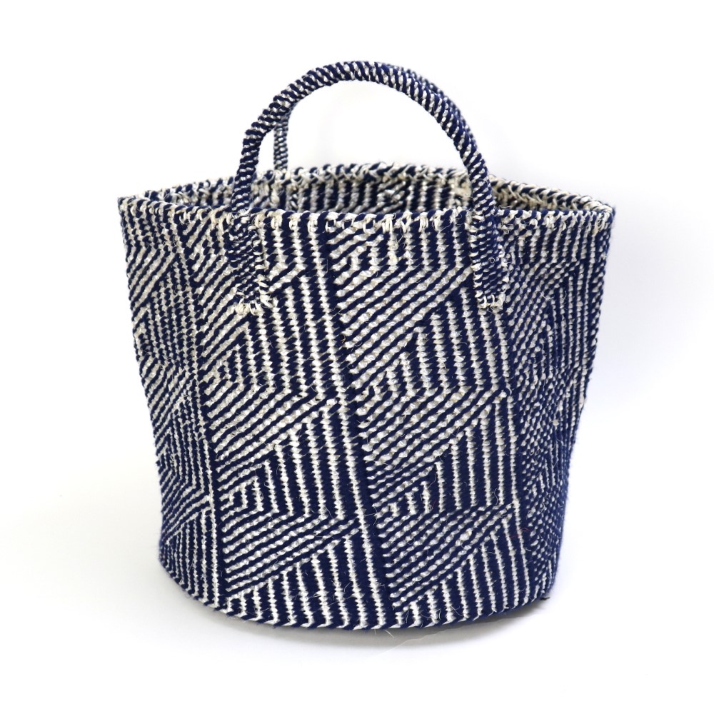 アクリルプラサイザルバッグ共手12x10 ハンドル短 フラッグ 濃紺xクリア