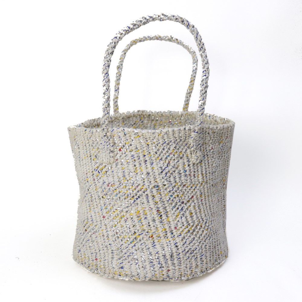 アクリルプラサイザルバッグ共手12x10 フラッグ 白xシルバー