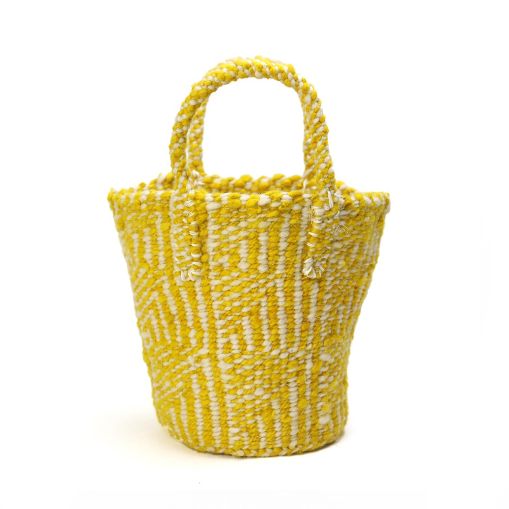 羊毛サイザルバッグミニ フラッグ 黄