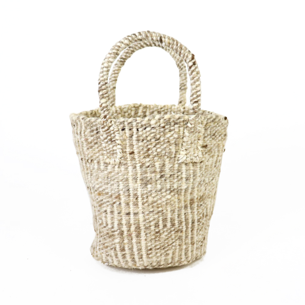 羊毛サイザルバッグミニ フラッグ ミックスグレー