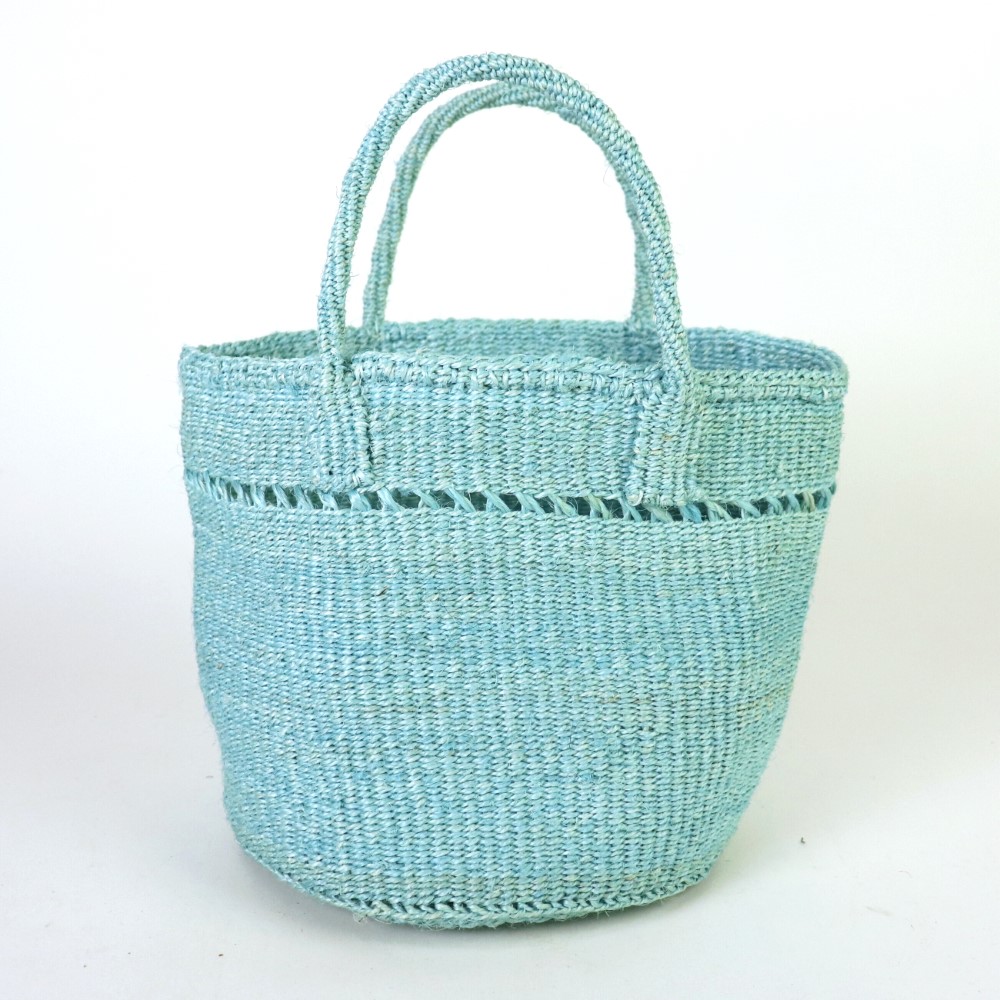 サイザルバッグ共手9インチ ワンライン透かし ミント