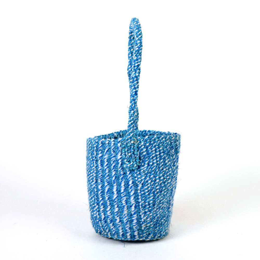 ミックスアクリルxサイザルバッグ5x7 ワンハンドル カスケード ブルー