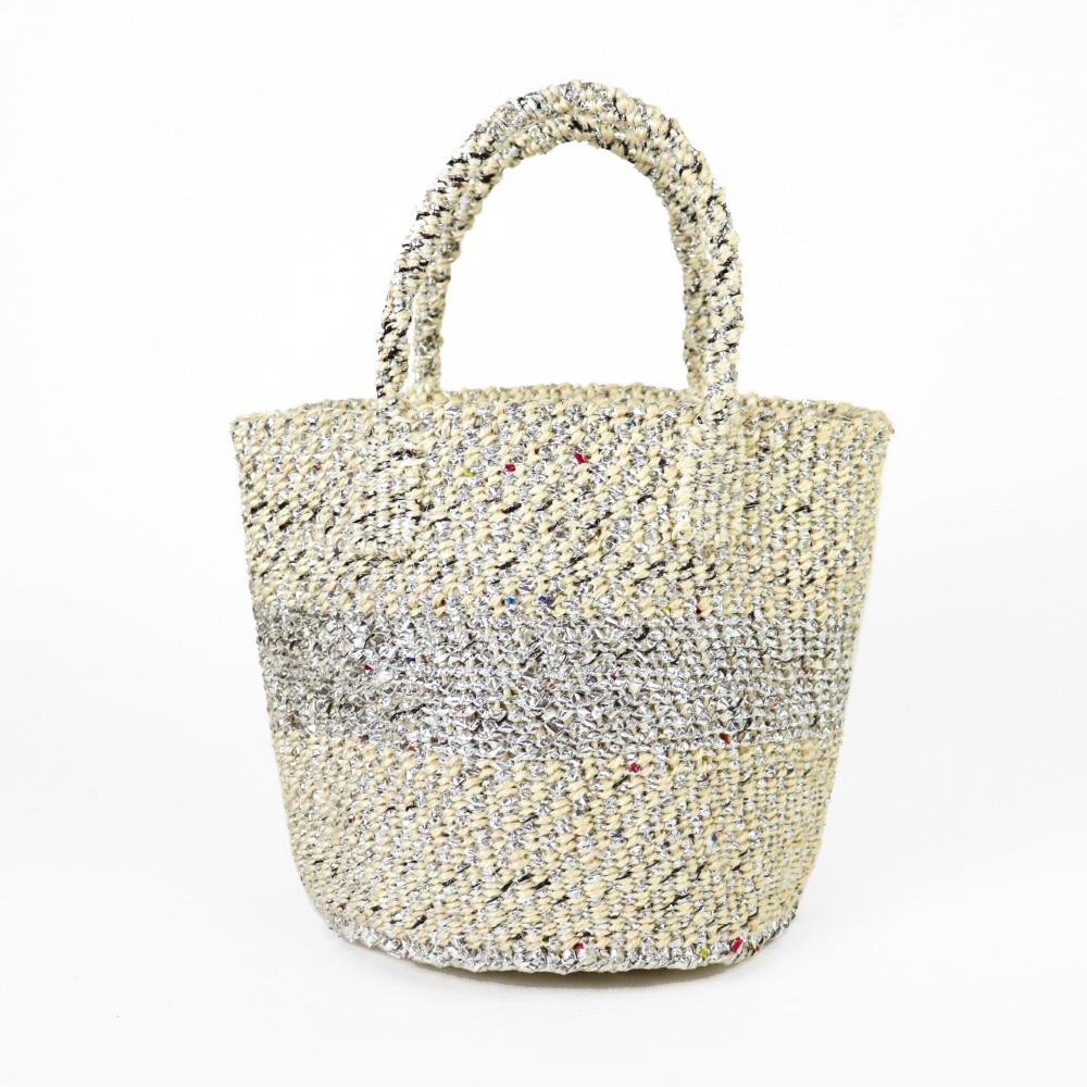 プラスチックサイザルバッグ8インチ チェッカー シルバー