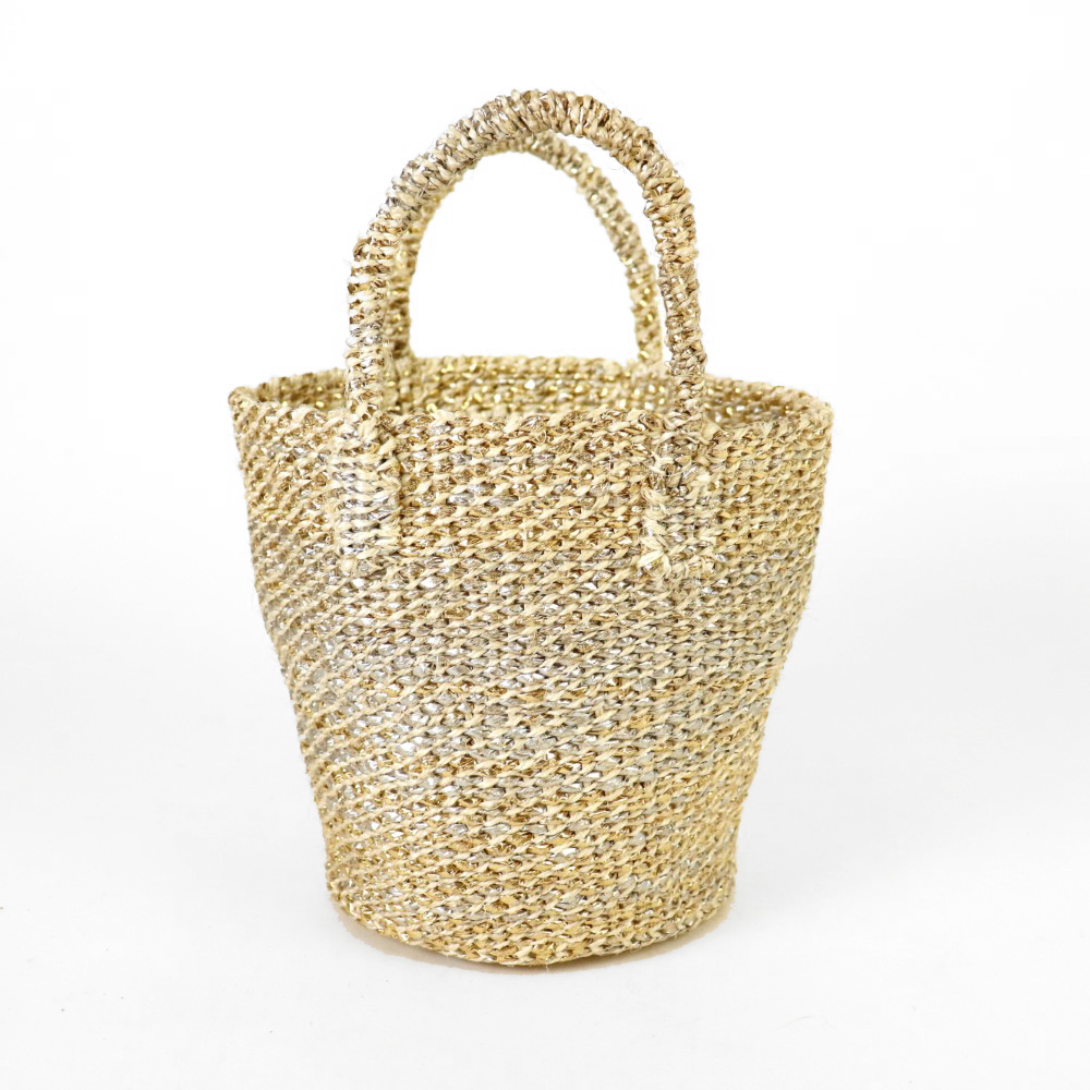 プラスチックサイザルバッグミニ ラフィアミックス ゴールド