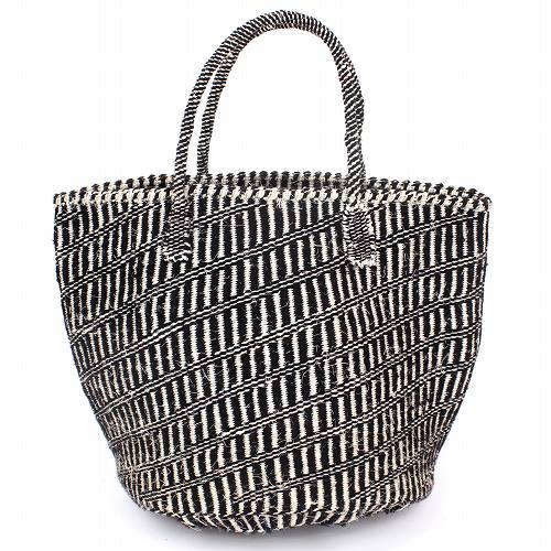 アクリルサイザルバッグ共手 斜め格子 10インチ 黒