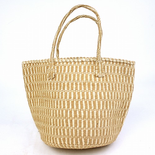 アクリルサイザルバッグ共手 斜め格子 10インチ ベージュ