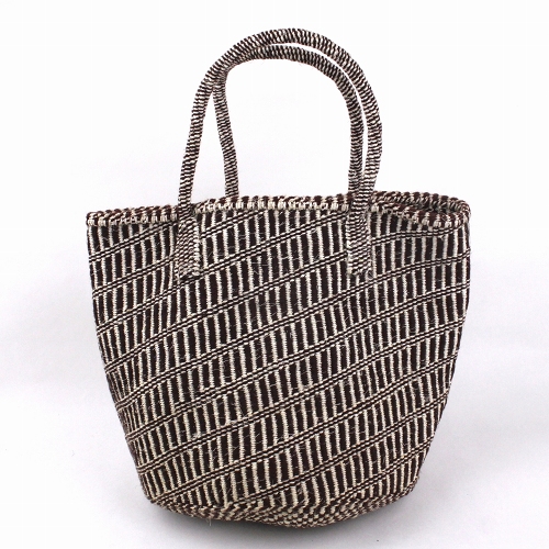 アクリルサイザルバッグ共手 斜め格子 10インチ 焦げ茶