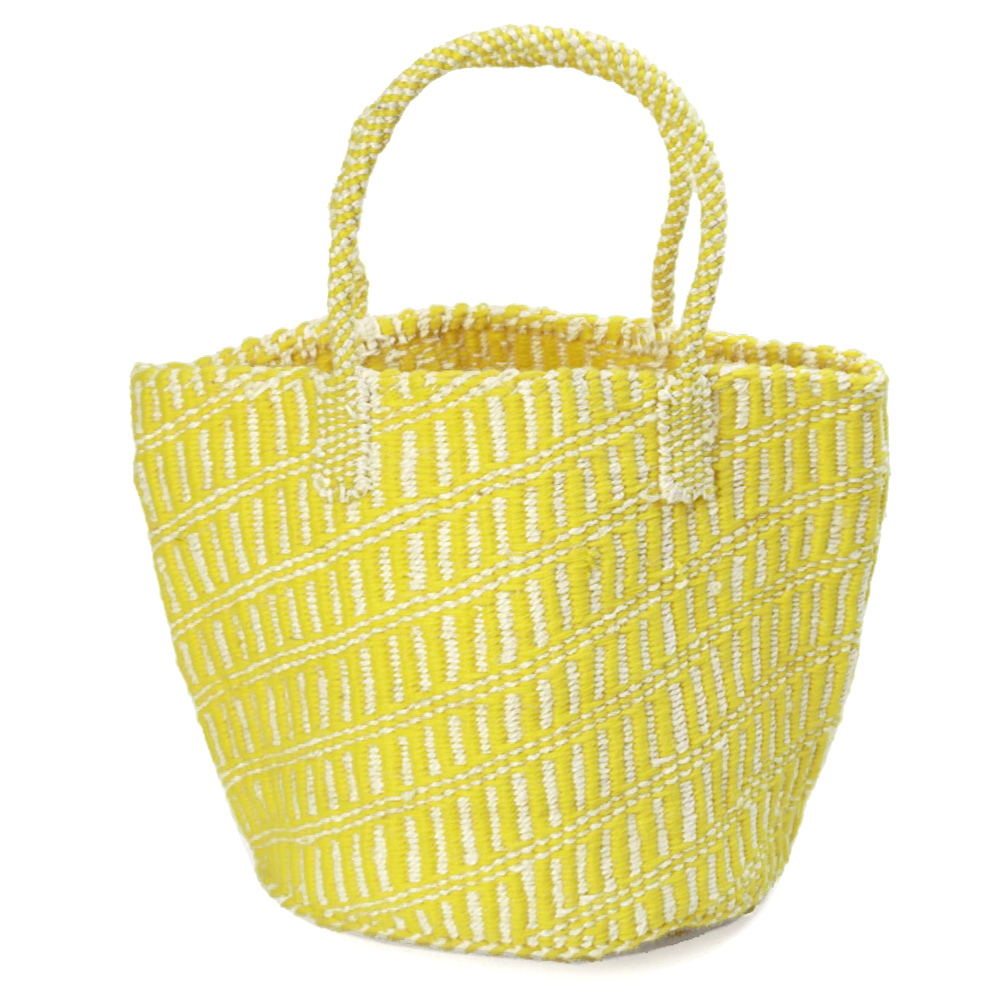 アクリルサイザルバッグ共手 斜め格子 10インチ 黄
