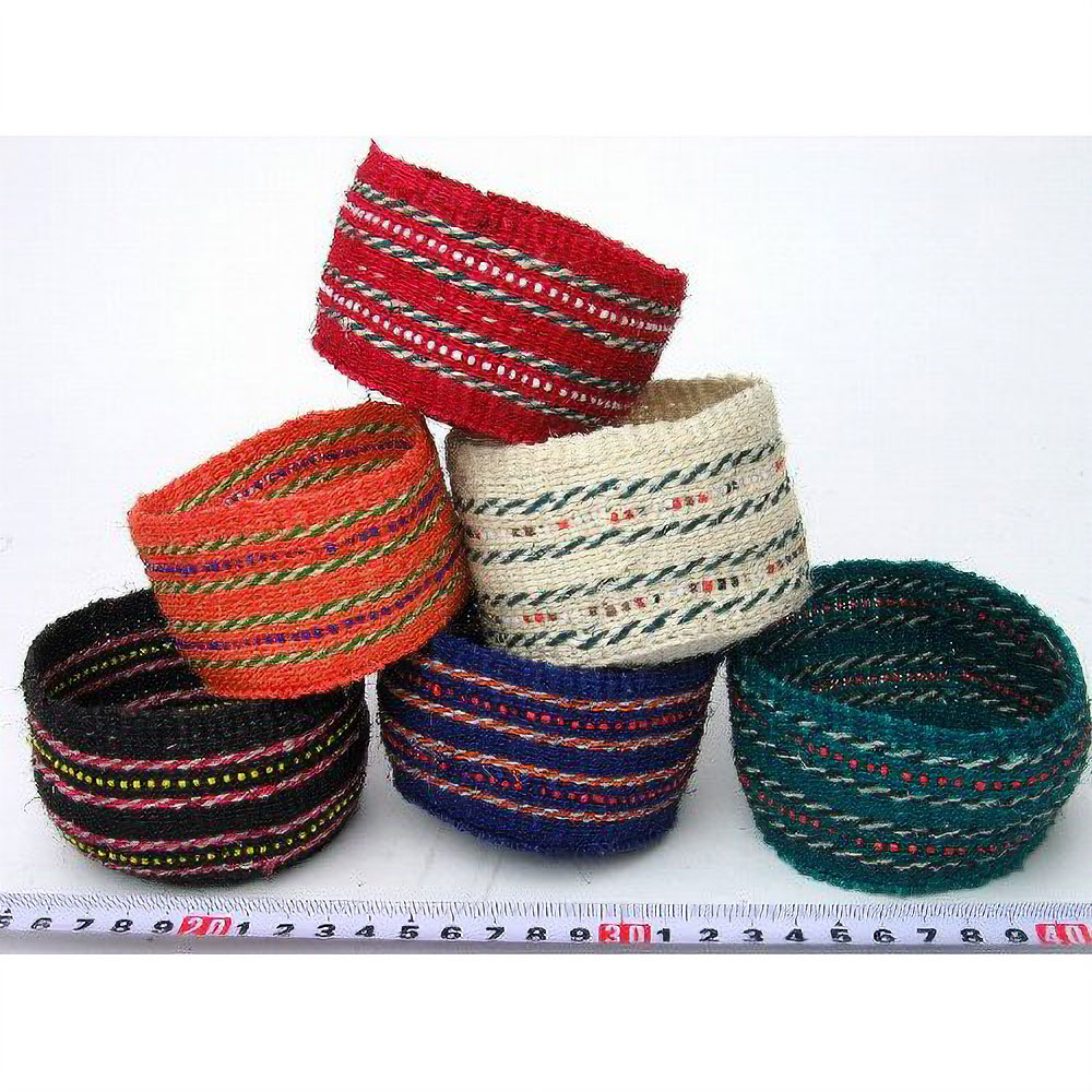 サイザルポット ビーズ織り込み 小